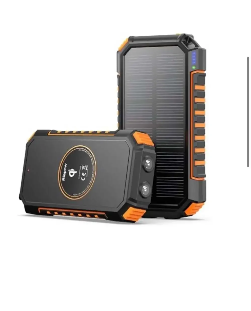 Riapow 26800mAh Solar Power Bank with Wireless Charging and Flashlight
